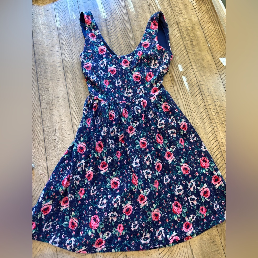 LC Lauren Conrad Women’s Floral Dress - Pink and Navy